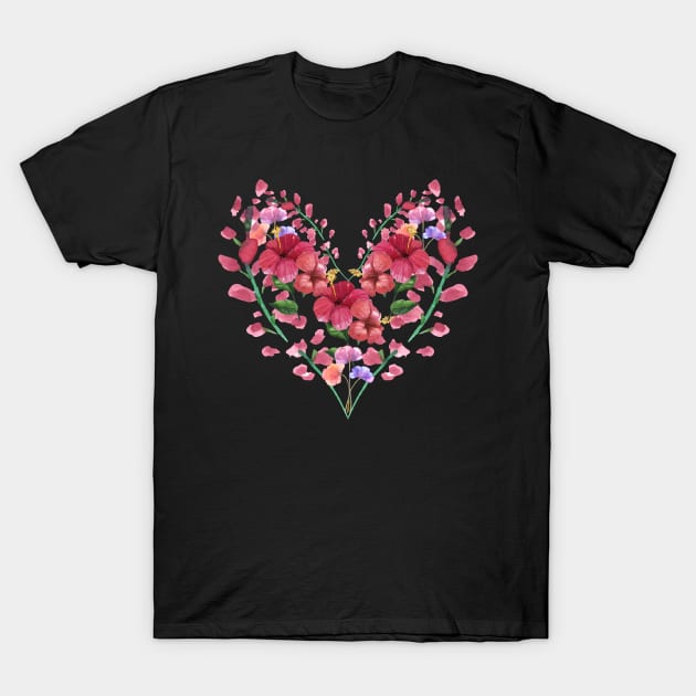 heart flowers gift ideas T-Shirt by sirazgar